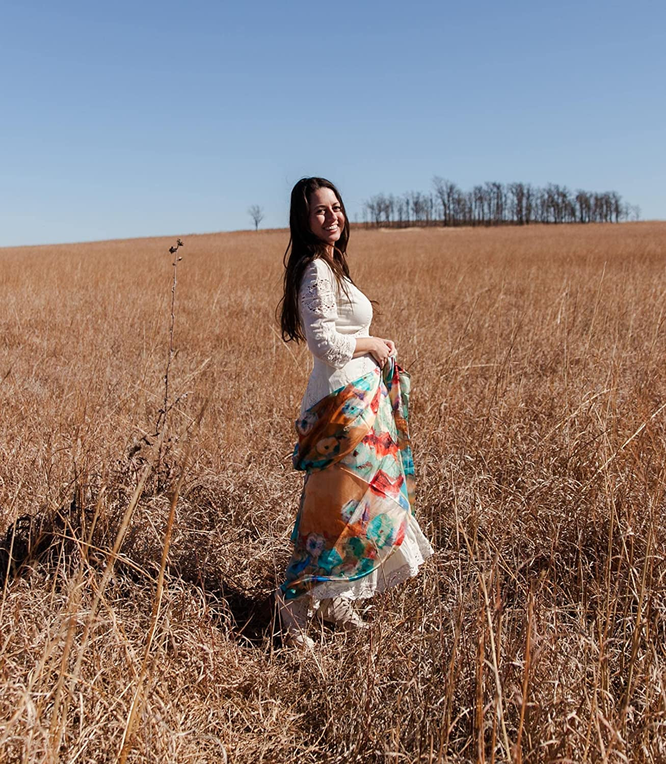 Women Fashion Silk Scarf Oblong Floral Oversize Soft Shawl Beach Wrap Apparel & Accessories > Clothing Accessories > Scarves & Shawls Just4Beauty