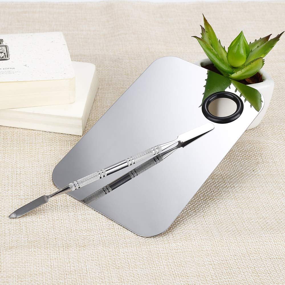 Stainless Steel Cosmetic Makeup Palette, Professional Cosmetic Mixing Makeup Palette Spatula Makeup Artist Tool, Beauty Salon Color Cream Mixing Palette with a Spatula Makeup Nail Art Palette Health & Beauty > Personal Care > Cosmetics > Cosmetic Tools > Makeup Tools AKIRO