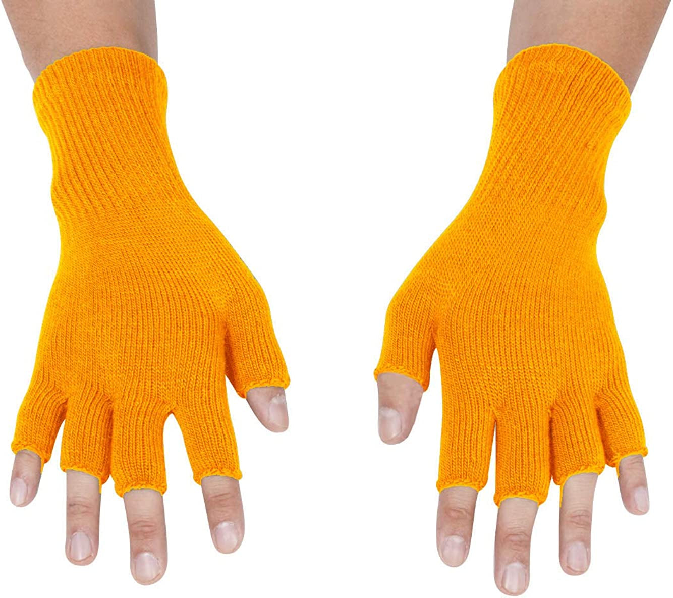 Gravity Threads Unisex Men Women Half Finger Stretchy Knit Fingerless Winter Gloves Apparel & Accessories > Clothing Accessories > Gloves & Mittens Gravity Trading Orange