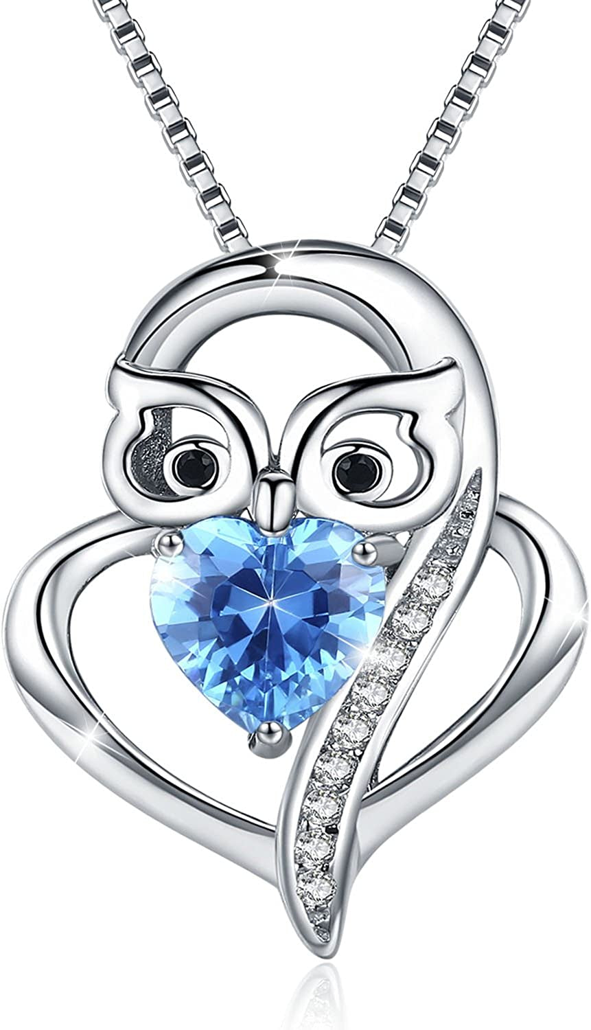 Cuoka Owl Stud Earrings,Owl Necklace 925 Sterling Silver Opal Owl Earrings Hypoallergenic Heart Animal Owl Jewelry Gifts for Women Girls Owl Lovers Apparel & Accessories > Jewelry > Earrings Cuoka B-CZ Heart Owl