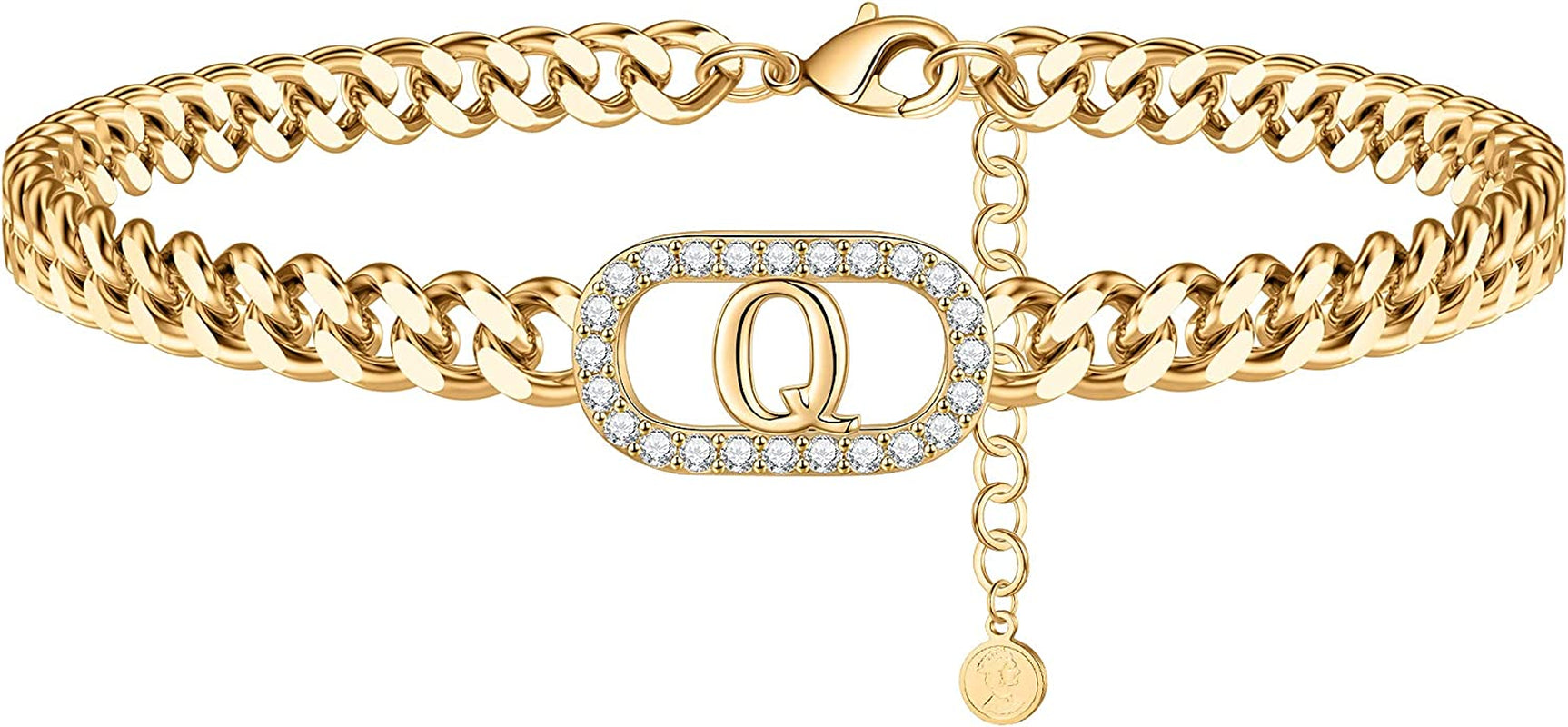 IEFWELL Gold Initial Ankle Bracelets for Women, 14K Gold Filled Gold Anklets for Women Cuban Link Anklets for Women Handmade Gold Ankle Bracelets for Women Ankle Bracelets Gold Jewelry Apparel & Accessories > Jewelry > Anklets IEFWELL Q