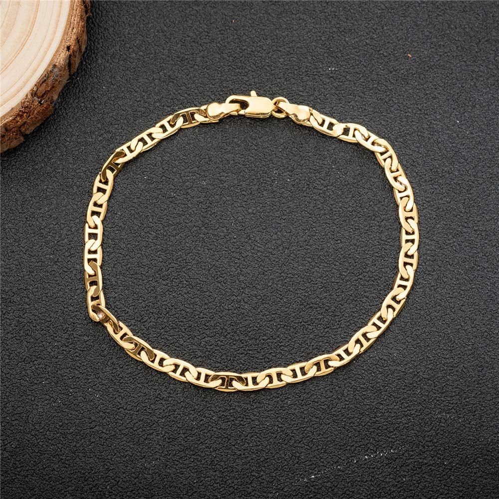 Kelistom Gold Anklet for Women Teen Girls, 14K Gold / 18K Gold/Platinum Plated Flat Mariner Link Chain Ankle Bracelets for Women 9 10 11 Inches Apparel & Accessories > Jewelry > Anklets Tomlee