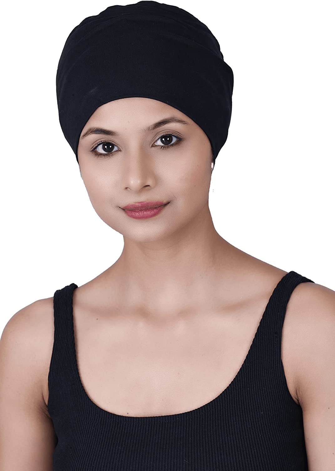 SAKUCHI Chemo Hats Solid Sleep Cap Women'S Bamboo Soft Headwear Cancer Cap Apparel & Accessories > Clothing Accessories > Headwear SAKUCHI Black