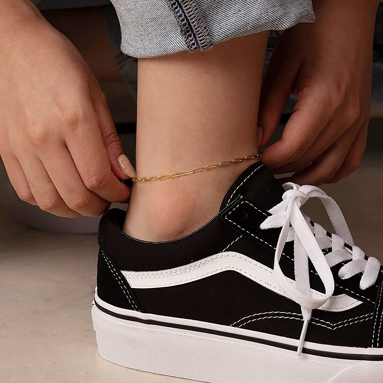 IEFWELL Heart Initial Ankle Bracelets for Women, 14K Gold Filled Gold Anklets for Women Handmade Layered Ankle Bracelets for Women Ankle Bracelets Gold Jewelry Apparel & Accessories > Jewelry > Anklets IEFWELL