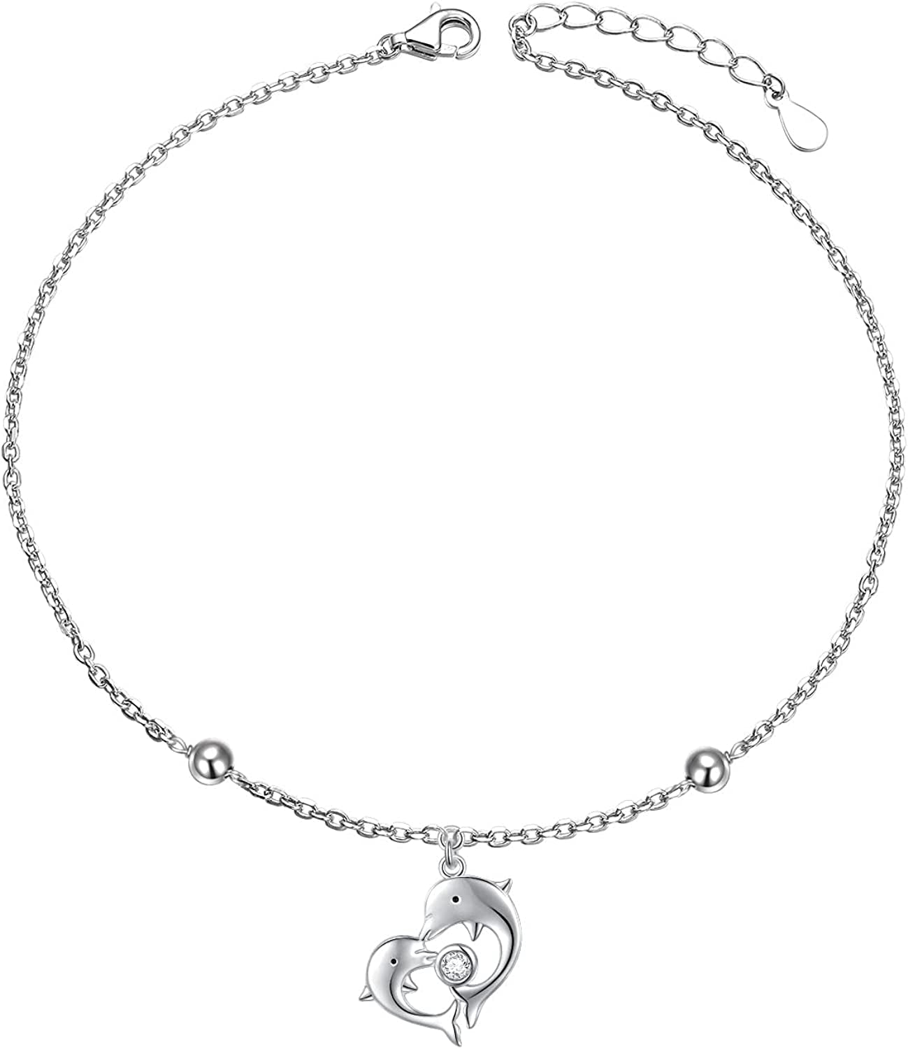 DAOCHONG Anklet for Women S925 Sterling Silver Adjustable Foot Chain Ankle Bracelet Anklets Jewelry Apparel & Accessories > Jewelry > Anklets harmonyball jewelry 08_Dolphin