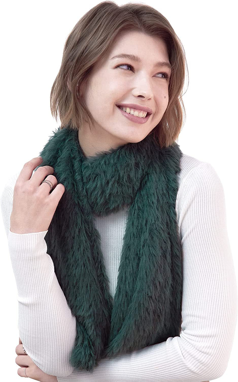ONE Scarf: Infinity Scarf, Faux Fur Shawl, Giving Shawl, Scarfs for Women Winter Warm, Shawl Wraps for Women by KM CHOICE Apparel & Accessories > Clothing Accessories > Scarves & Shawls KM CHOICE Dark Green