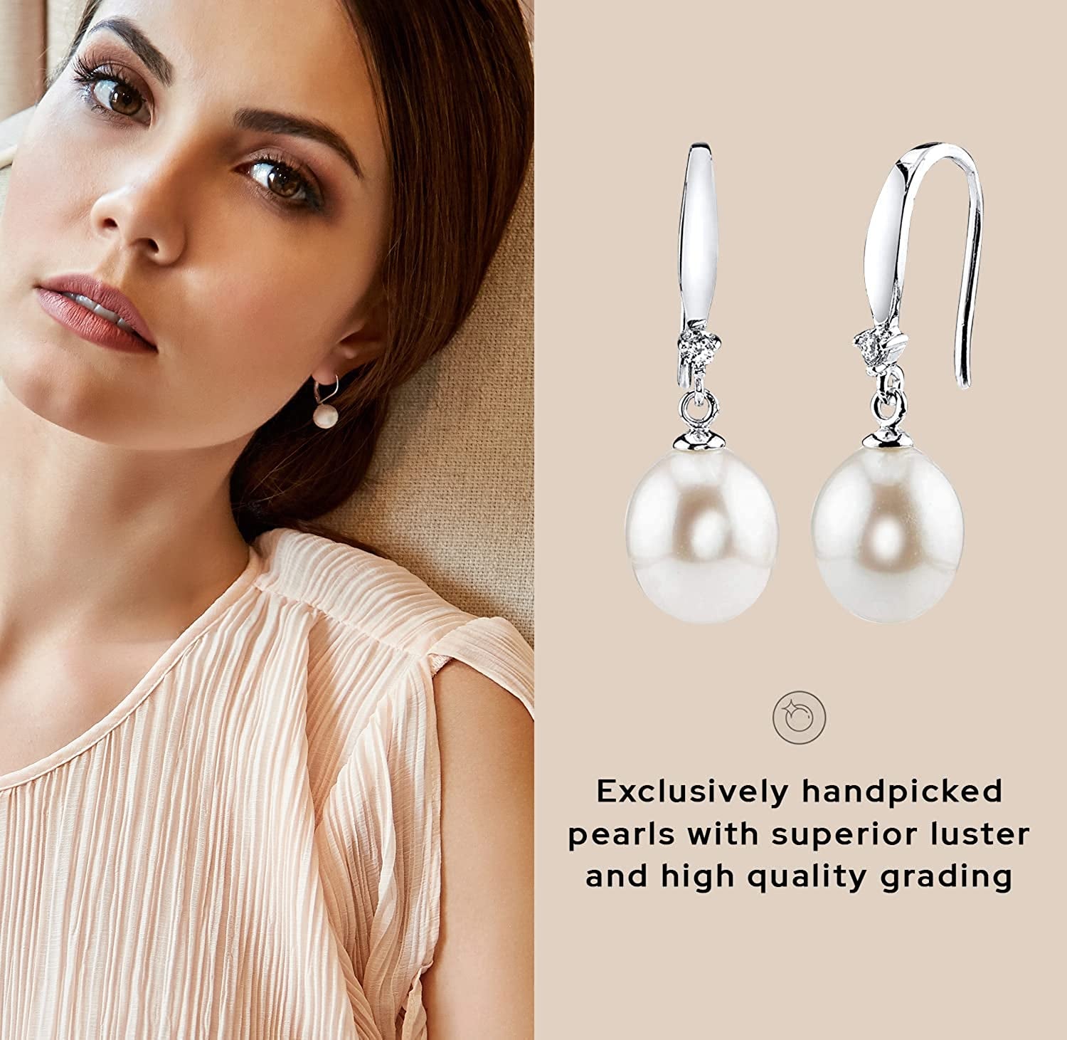 Real Pearl Dangle Earrings for Women with Genuine AAA Quality White Freshwater Cultured Pearls | 14K Gold Plated 925 Sterling Silver Earrings for Women - the PEARL SOURCE Apparel & Accessories > Jewelry > Earrings The Pearl Source