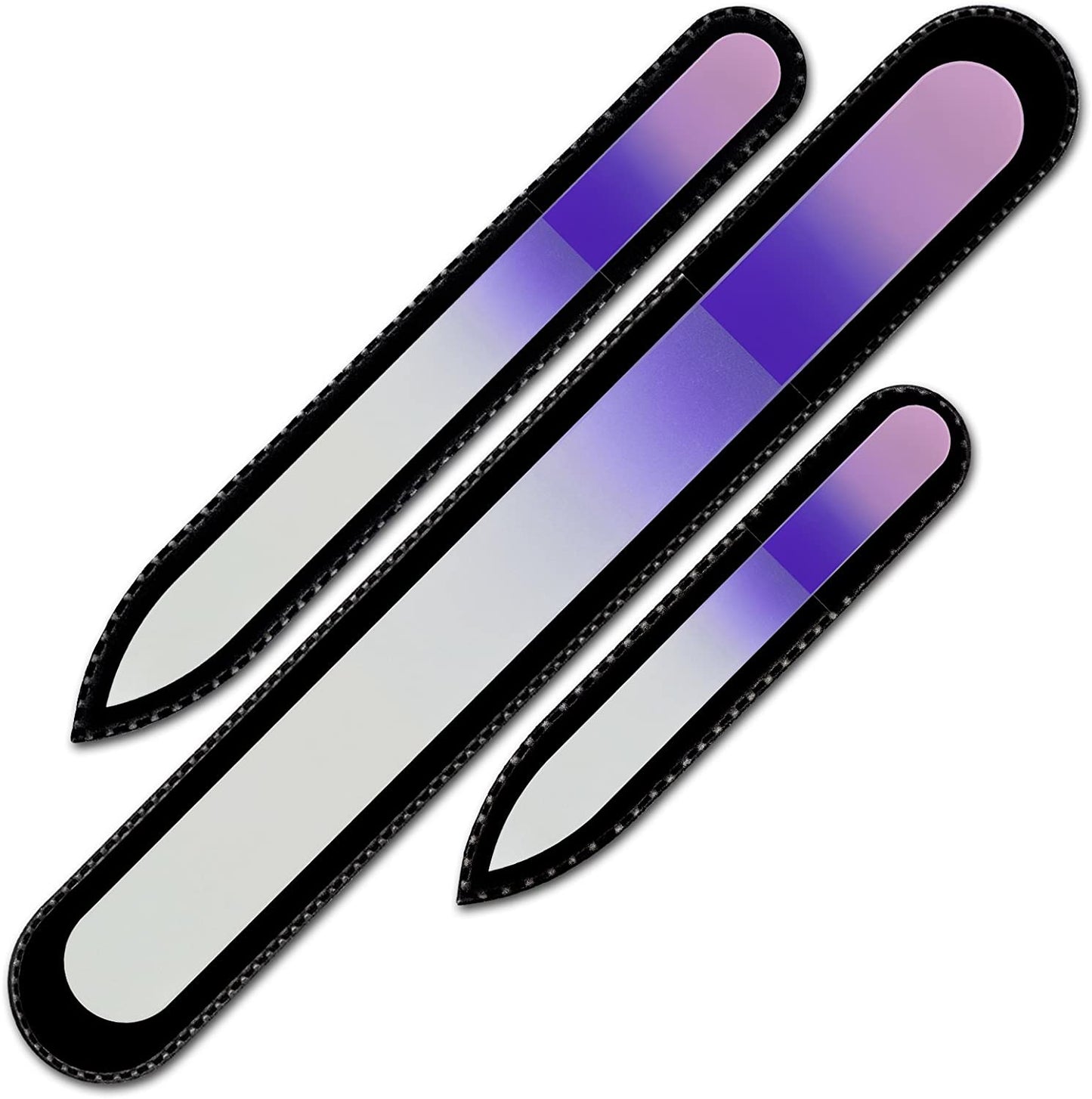 Mont Bleu Gift Set for Men of 3 Glass Nail Files in Pouch - Genuine Czech Tempered Glass - Handmade Gifts for Men - Premium Glass Nail File Manicure & Pedicure Tools Health & Beauty > Personal Care > Cosmetics > Cosmetic Tools > Nail Tools Mont Bleu Pink Purple