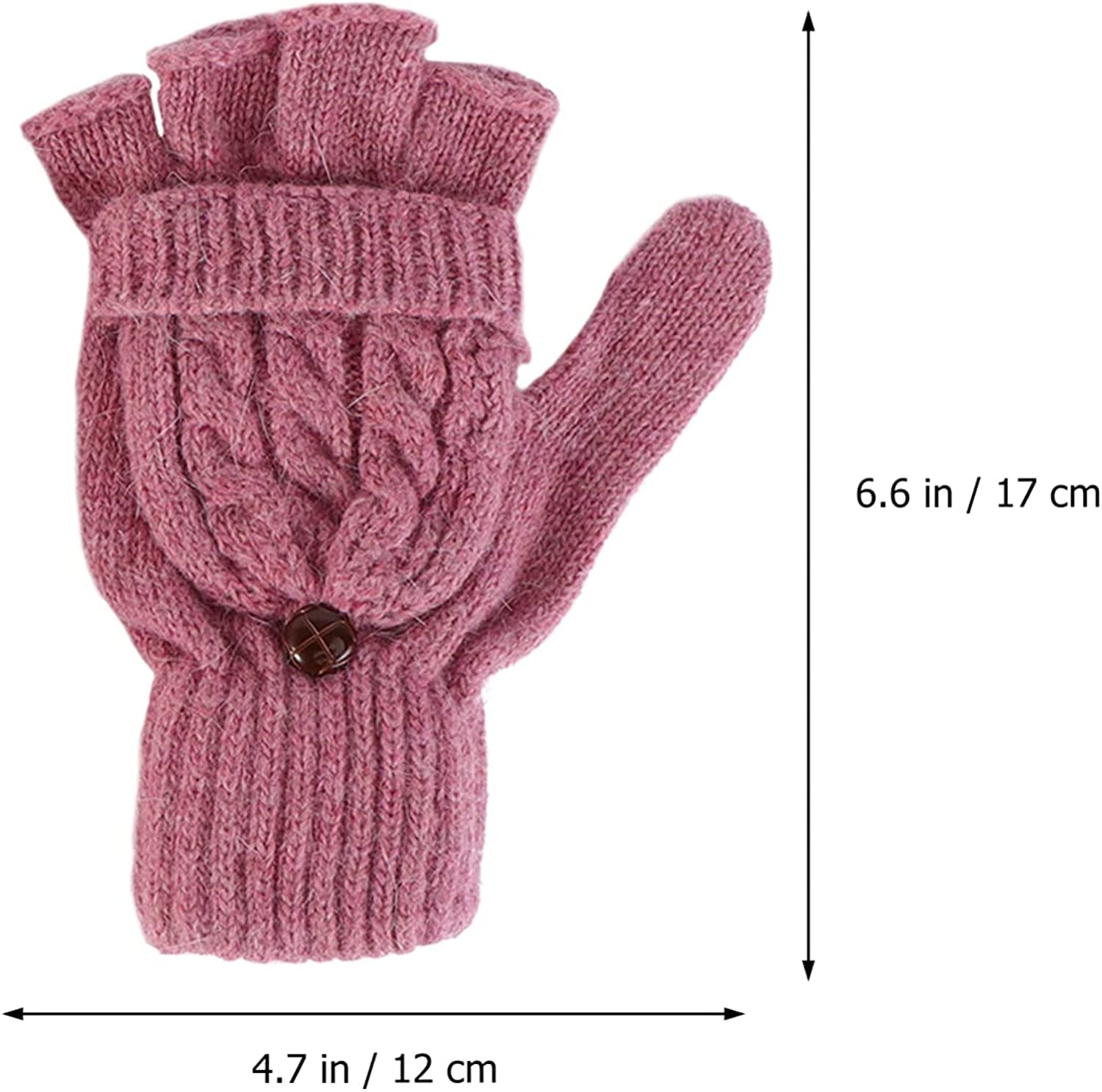 UEETEK Women Winter Warm Wool Knitted Convertible Fingerless Gloves with Mitten Cover (Brown) Apparel & Accessories > Clothing Accessories > Gloves & Mittens UEETEK