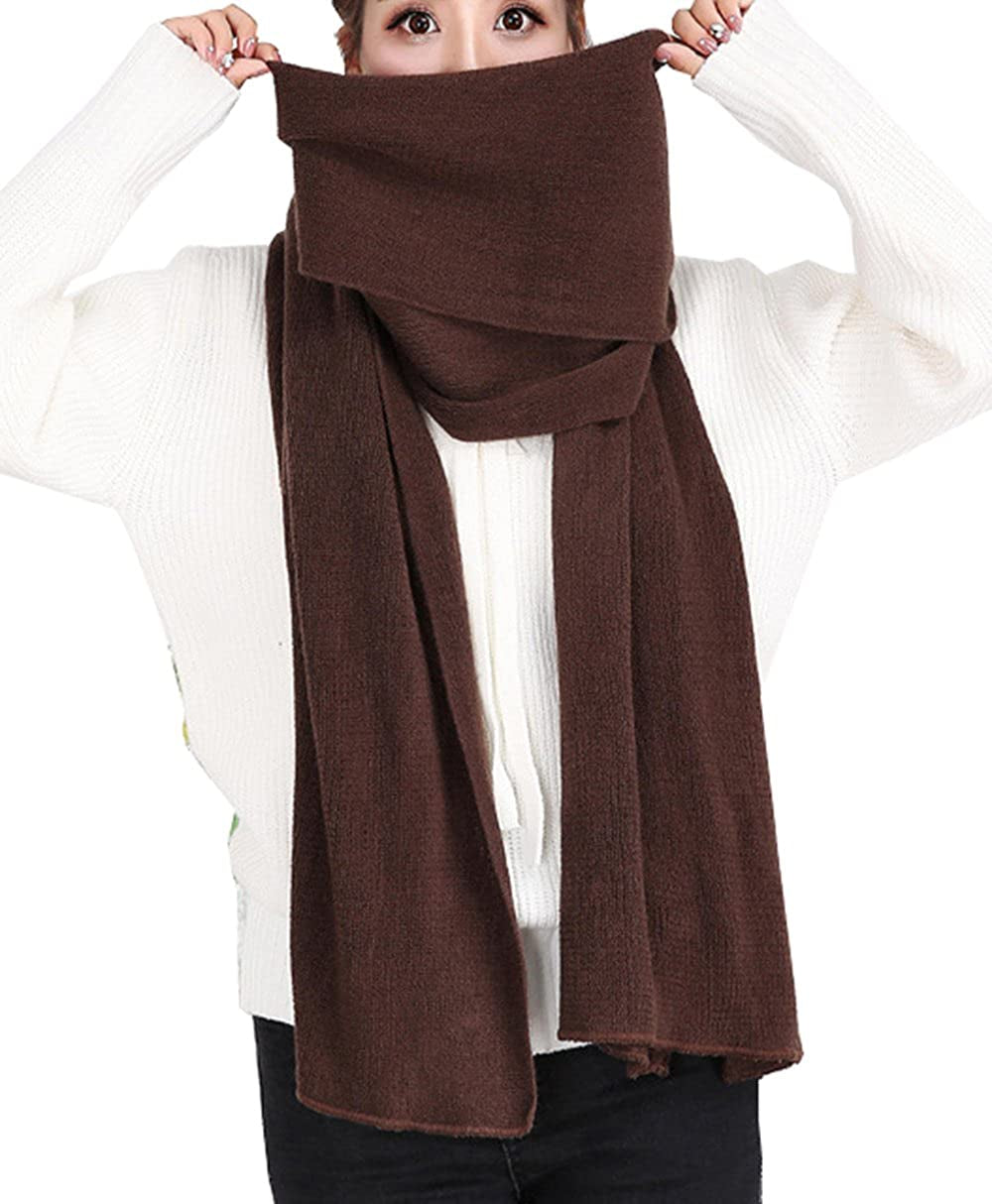 Wander Agio Women'S Warm Long Shawl Winter Warm Large Scarf Pure Color Apparel & Accessories > Clothing Accessories > Scarves & Shawls Wander Agio Coffee