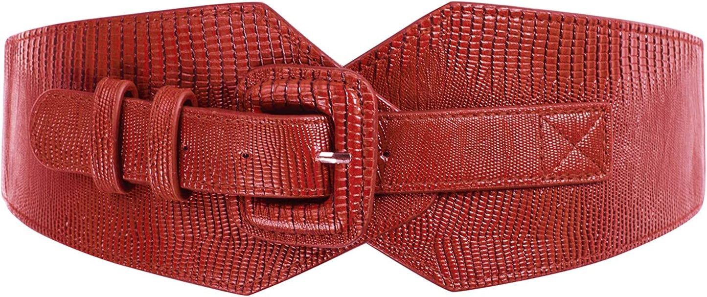 Grace Karin Wide Stretchy Vintage Waist Belt with Metal Buckle Muticolored CL409 Apparel & Accessories > Clothing Accessories > Belts GRACE KARIN Wine Red-820 XX-Large