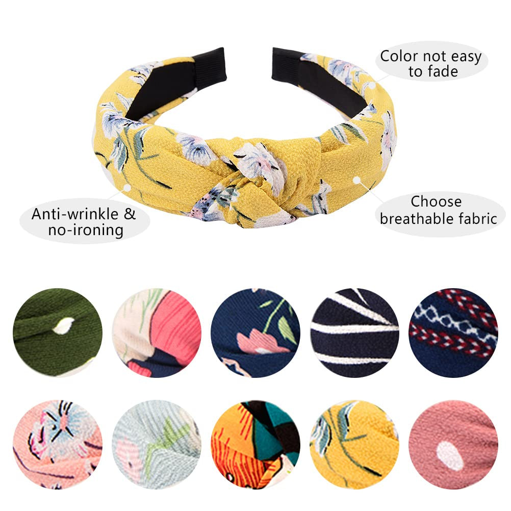 TOBATOBA 10 Piece Womens Headbands Set Knotted Headbands for Women Summer Floral Headbands Bow Knot Headband Twist Turban Headband Cross Knot Wide Headbands Bandana Hair Accessories for Women Apparel & Accessories > Clothing Accessories > Bandanas & Headties TOBATOBA