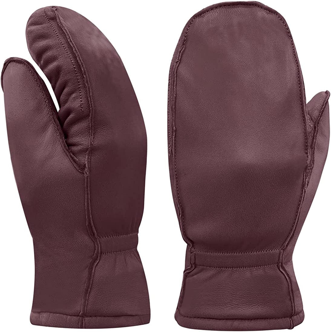 Harssidanzar Womens and Kids Lambskin Leather Winter Mittens Thermolite Lined with Finger Liners Apparel & Accessories > Clothing Accessories > Gloves & Mittens KYLIE MAX Burgundy Small