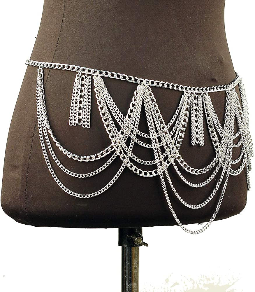CHRAN Tassels Belly Body Chain Silver Waist Chain Body Jewelry Apparel & Accessories > Jewelry > Body Jewelry CHRAN