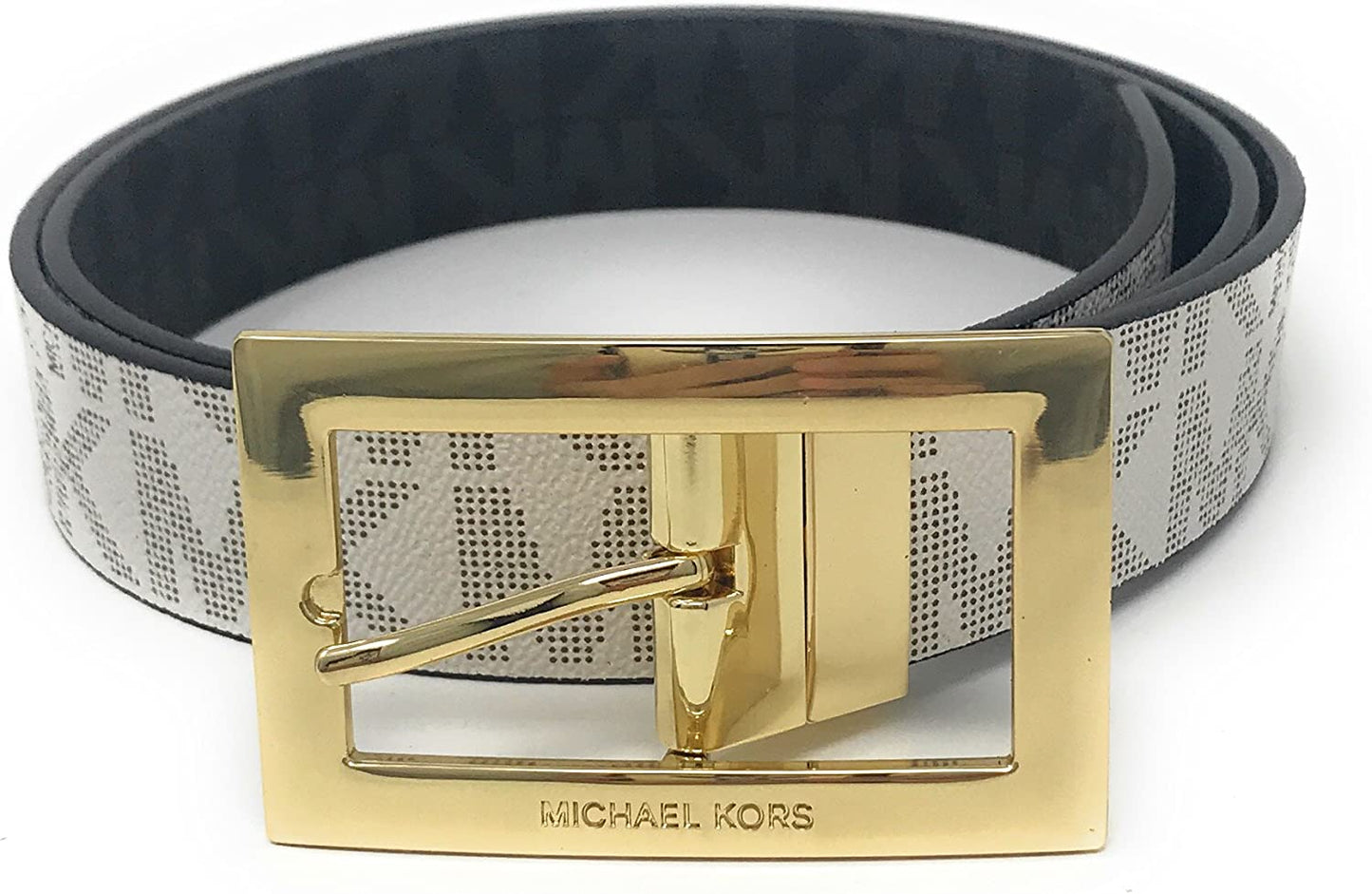 Michael Kors Womens Rectangle Buckle Reversible Mk Logo Belt Apparel & Accessories > Clothing Accessories > Belts Michael Kors