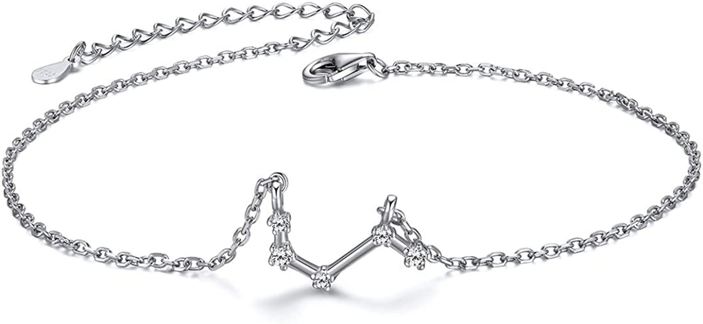Chicsilver 12 Constellation Zodiac Anklet for Women Girls Sterling Silver Cubic Zirconia Horoscope Ankle Bracelets, 8"-10" Adjustable(With Gift Box) Apparel & Accessories > Jewelry > Anklets ChicSilver Jewelry Aries (Mar 21 - Apr 19)