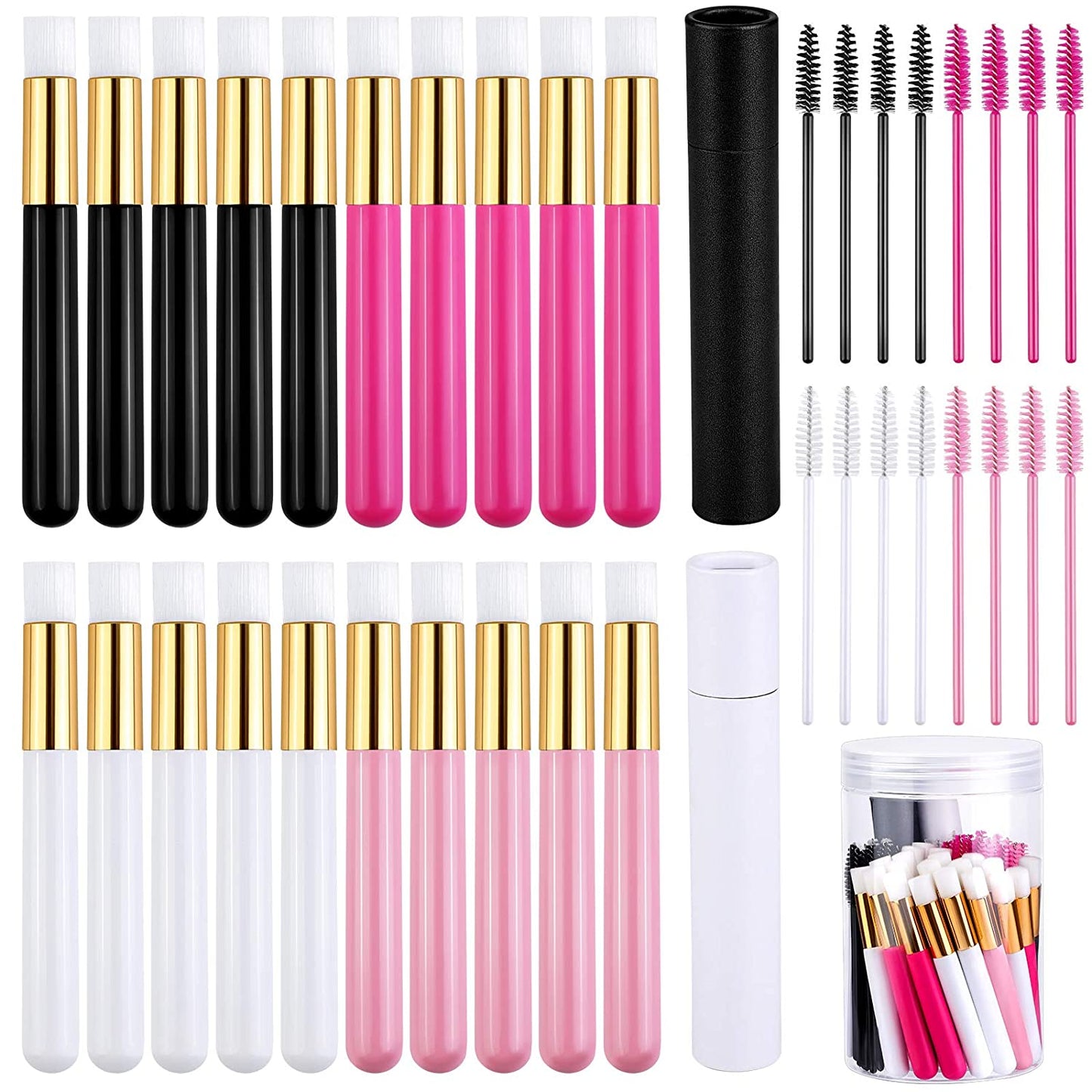 Elcoho 20 Pieces Lash Shampoo Brushes Facial Cleansing Brushes Cosmetic Eyelash Extension Peel off Blackhead Brush Remover Tool Cleansing Brush Nose Pore with 50 Eyelash Brushes, Pink-Hot Pink Health & Beauty > Personal Care > Cosmetics > Cosmetic Tools > Makeup Tools ELCOHO Black, White, Pink, Hot Pink