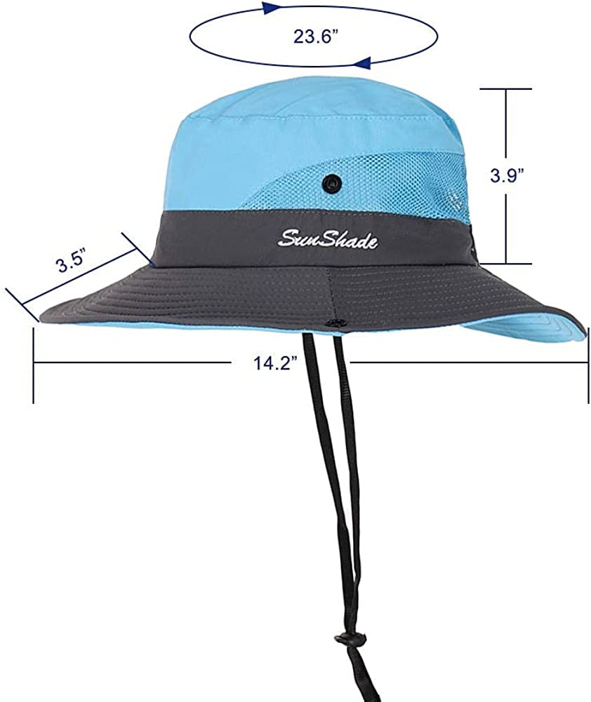 ROYAL MATRIX Womens Ponytail Sun Hats Outdoor Bucket Hat UV Protection Fishing Hats Wide Brim Windproof Foldable Beach Hat Apparel & Accessories > Clothing Accessories > Hats ROYAL MATRIX