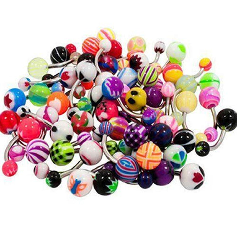 Baost 1 Set Fashion Unisex Multicolor Body Piercing Jewelry Set Stainless Steel Nose Rings Hoop Nose Stud Eyebrow Jewelry Belly Tongue Bar Ring 105Pcs Mixed Random Style Apparel & Accessories > Jewelry > Rings BaoST