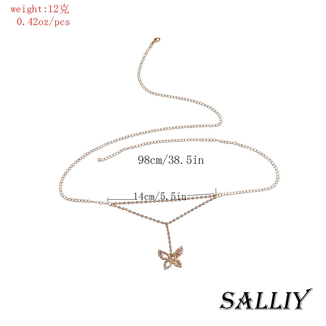 Salliy Boho Multilayered Waist Chain Gold Waist Belt Long Tassel Belly Chain Fashion Body Jewelry for Women and Girls (L) Apparel & Accessories > Jewelry > Body Jewelry Salliy