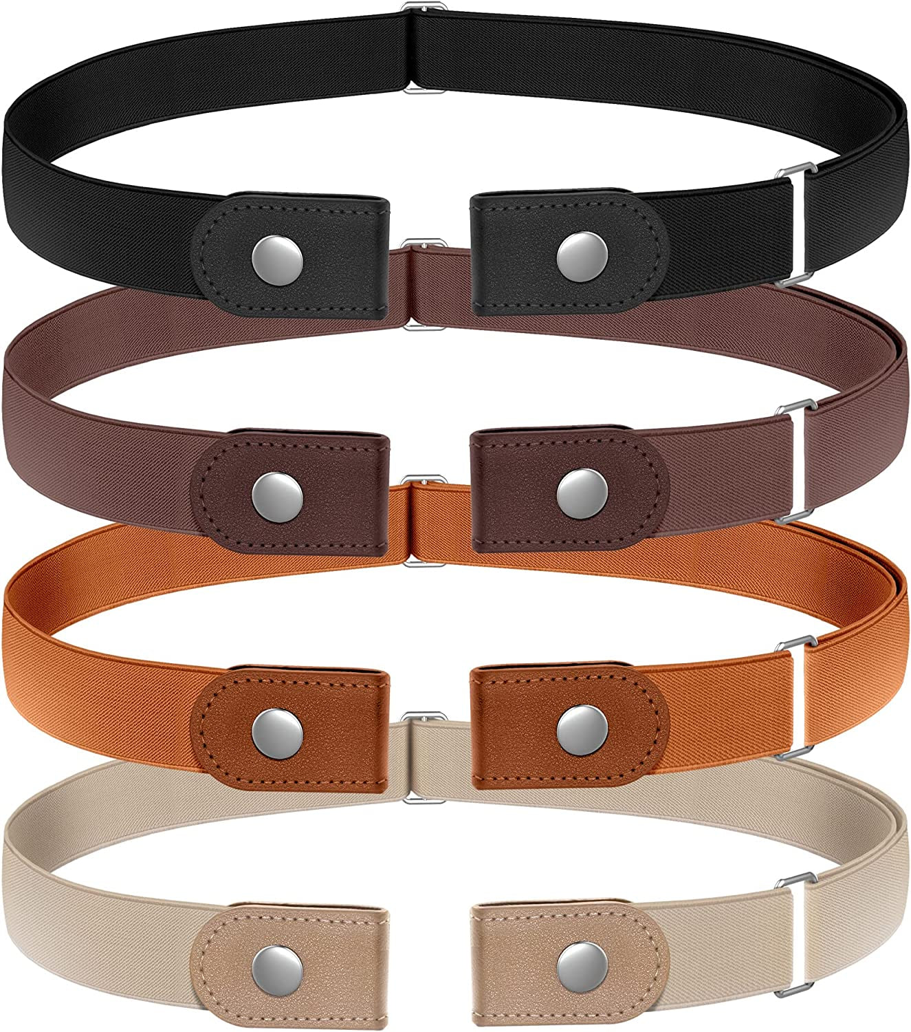 Udekit No Buckle Elastic Stretch Belts Buckle Free Waist Belt for Jeans Pants Apparel & Accessories > Clothing Accessories > Belts Udekit Black Coffee Khaki Orange Large : fits waist from 36'' to 48''