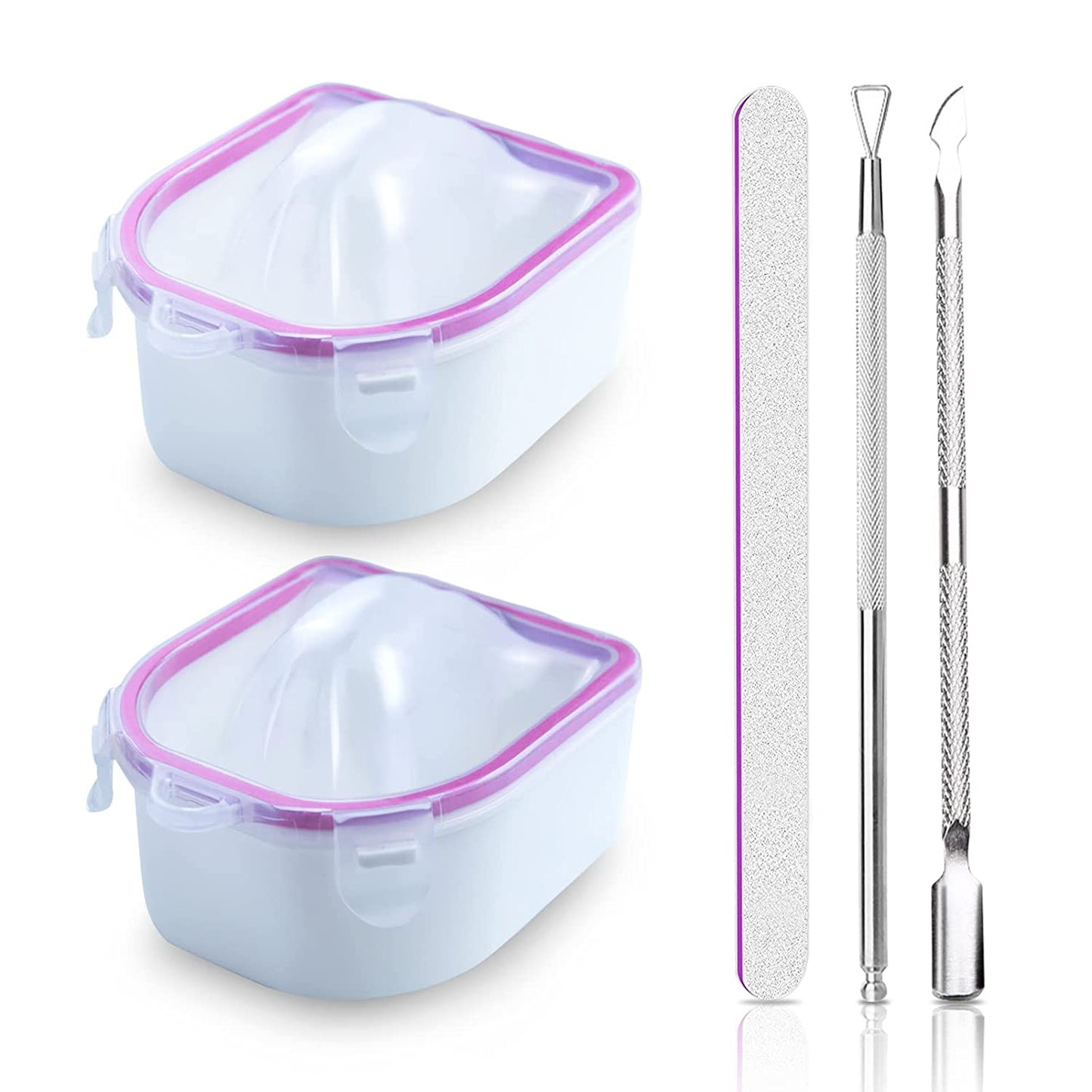 Nail Soaking Bowl Manicure Bowl, 2PCS Nail Soak off Bowl Acrylic Soak off Bowl Polish Remover Soak Bowls with Cuticle Peeler,Cuticle Pusher Cutter and Nail Files Manicure Tools Health & Beauty > Personal Care > Cosmetics > Cosmetic Tools > Nail Tools Namgznso 2pcs Pink