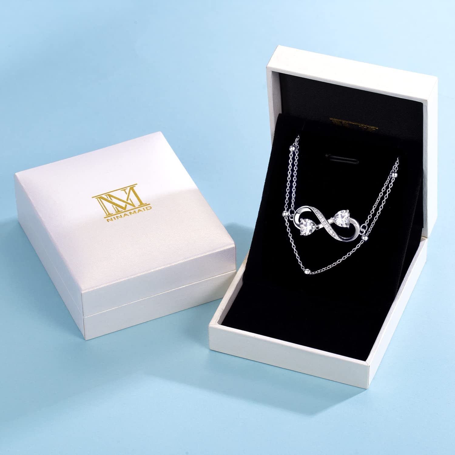 NINAMAID Anklet Bracelets for Women, 925 Sterling Silver Infinity Anklet for Women Girls Adjustable Beach Women'S Anklets Jewelry Gifts for Women Apparel & Accessories > Jewelry > Necklaces NINAMAID