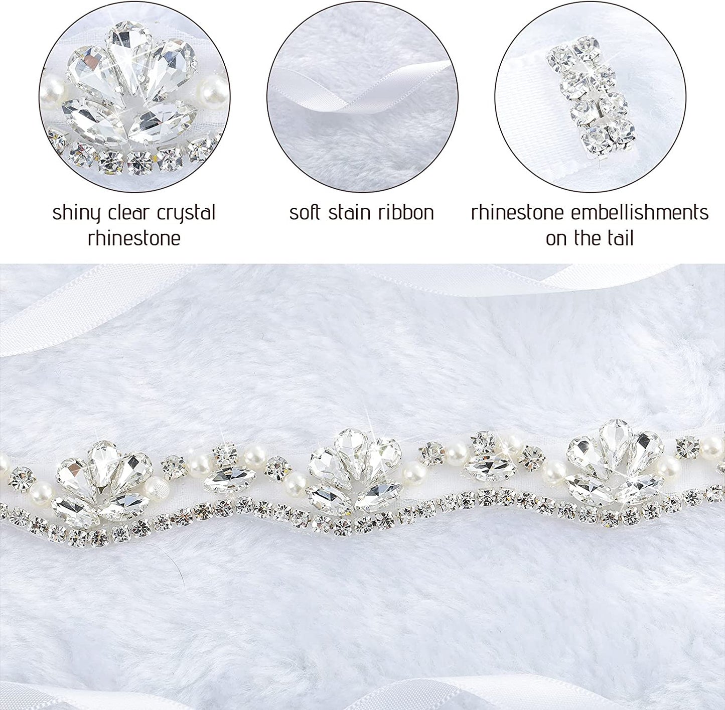 Bling Handmade Rhinestone Bridal Belt Crystal Diamond Wedding Belt Ribbon Sash Apparel & Accessories > Clothing Accessories > Belts Geyoga
