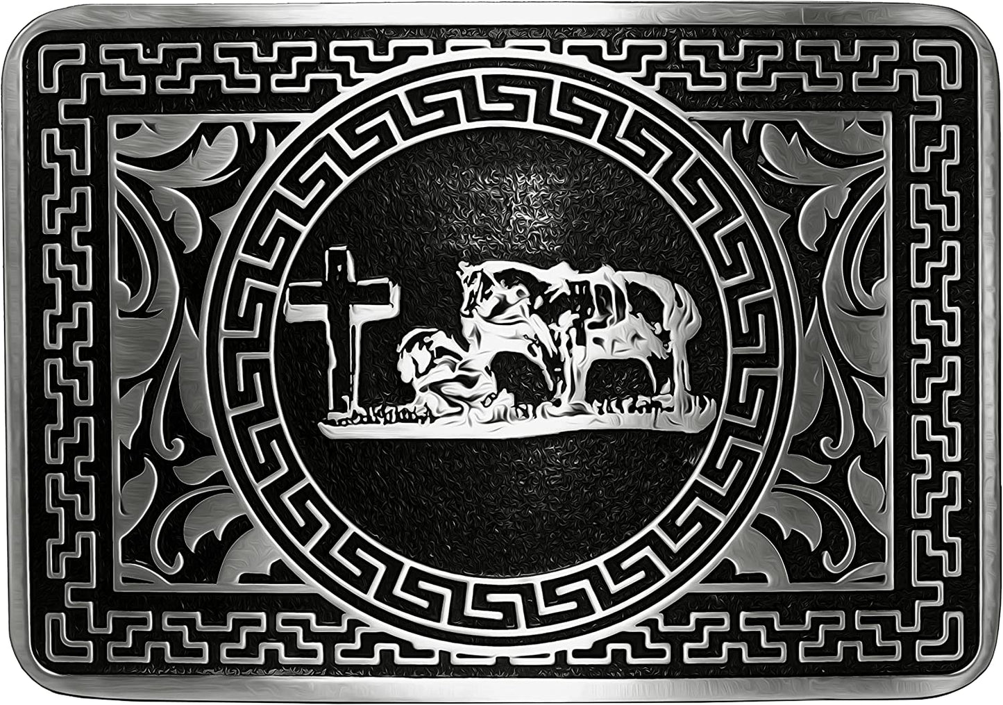 Moranse Religion Cross Cowboy Kneeling Prayer and Horse Design Belt Buckles Apparel & Accessories > Clothing Accessories > Belt Buckles Moranse Asian Style Kneeling Prayer