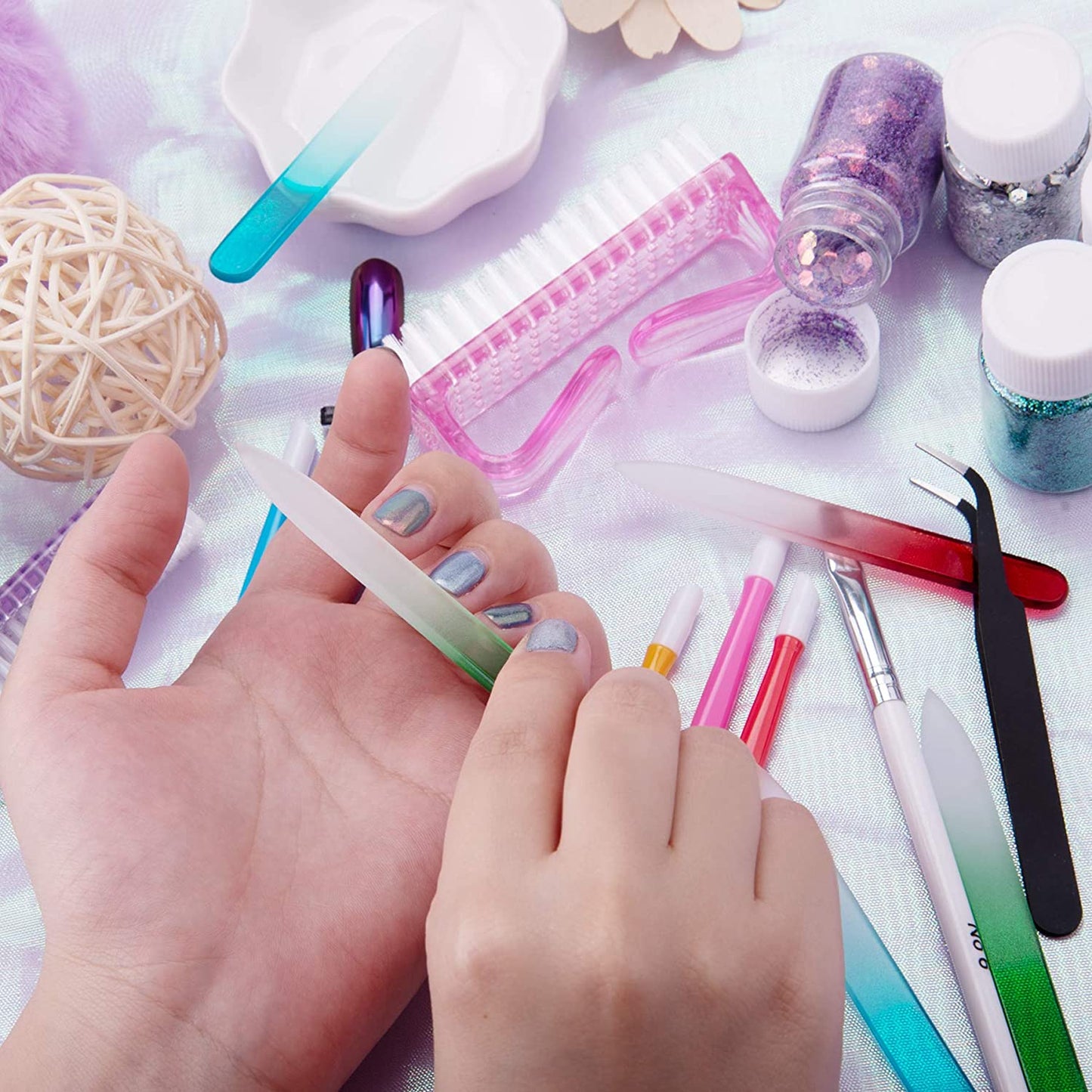 BQTQ 42 Pieces Glass Nail Files Rubber Nail Cuticle Pusher Set Fingernail Files Nail Care Manicure Set for Natural Nail Tools Health & Beauty > Personal Care > Cosmetics > Cosmetic Tools > Nail Tools BQTQ