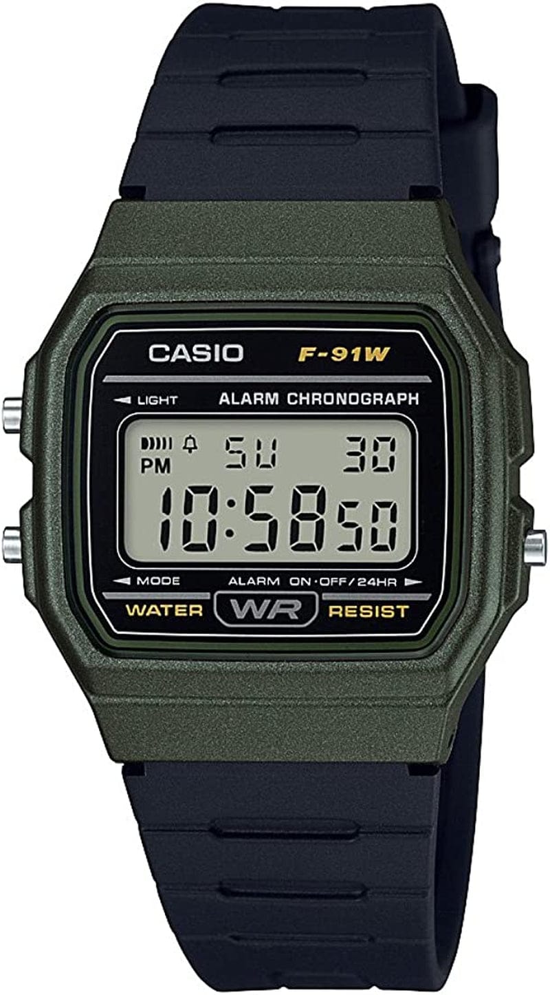 F91W-1 Classic Resin Strap Digital Sport Watch Green