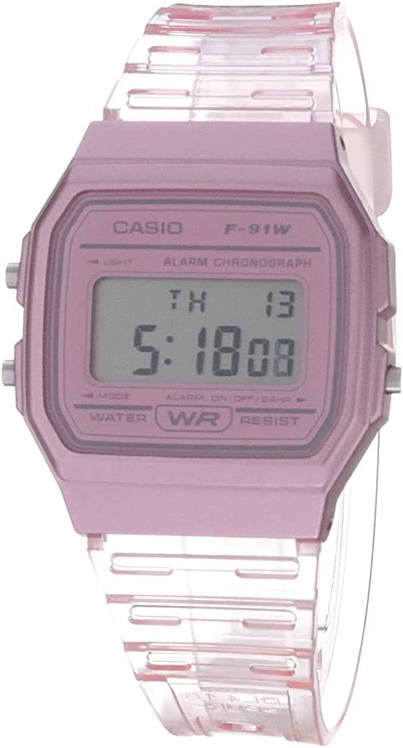 F91W-1 Classic Resin Strap Digital Sport Watch Clear Pink