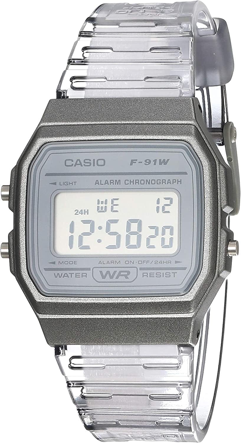 F91W-1 Classic Resin Strap Digital Sport Watch Clear Grey