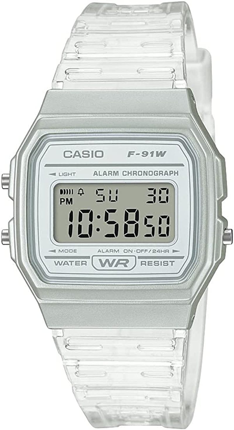 F91W-1 Classic Resin Strap Digital Sport Watch Clear
