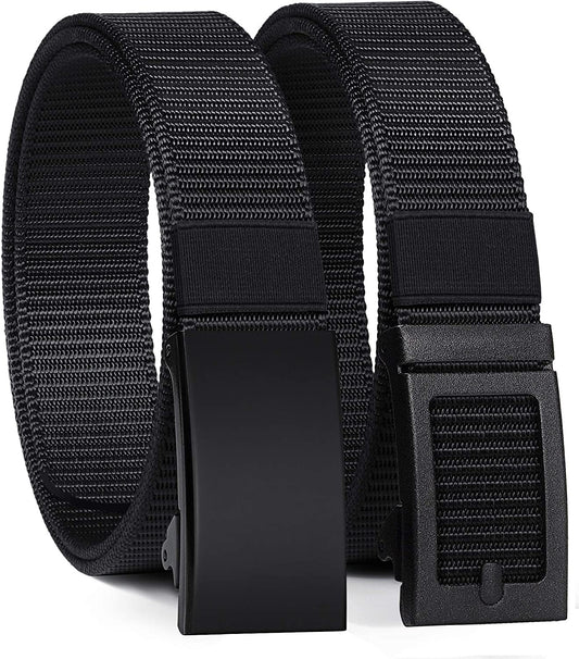 ITIEZY Men'S Nylon Ratchet Belt 2Pack, Adjustable Web Military Tactical Belt with Automatic Slide Buckle, Trim to Fit Apparel & Accessories > Clothing Accessories > Belts ITIEZY