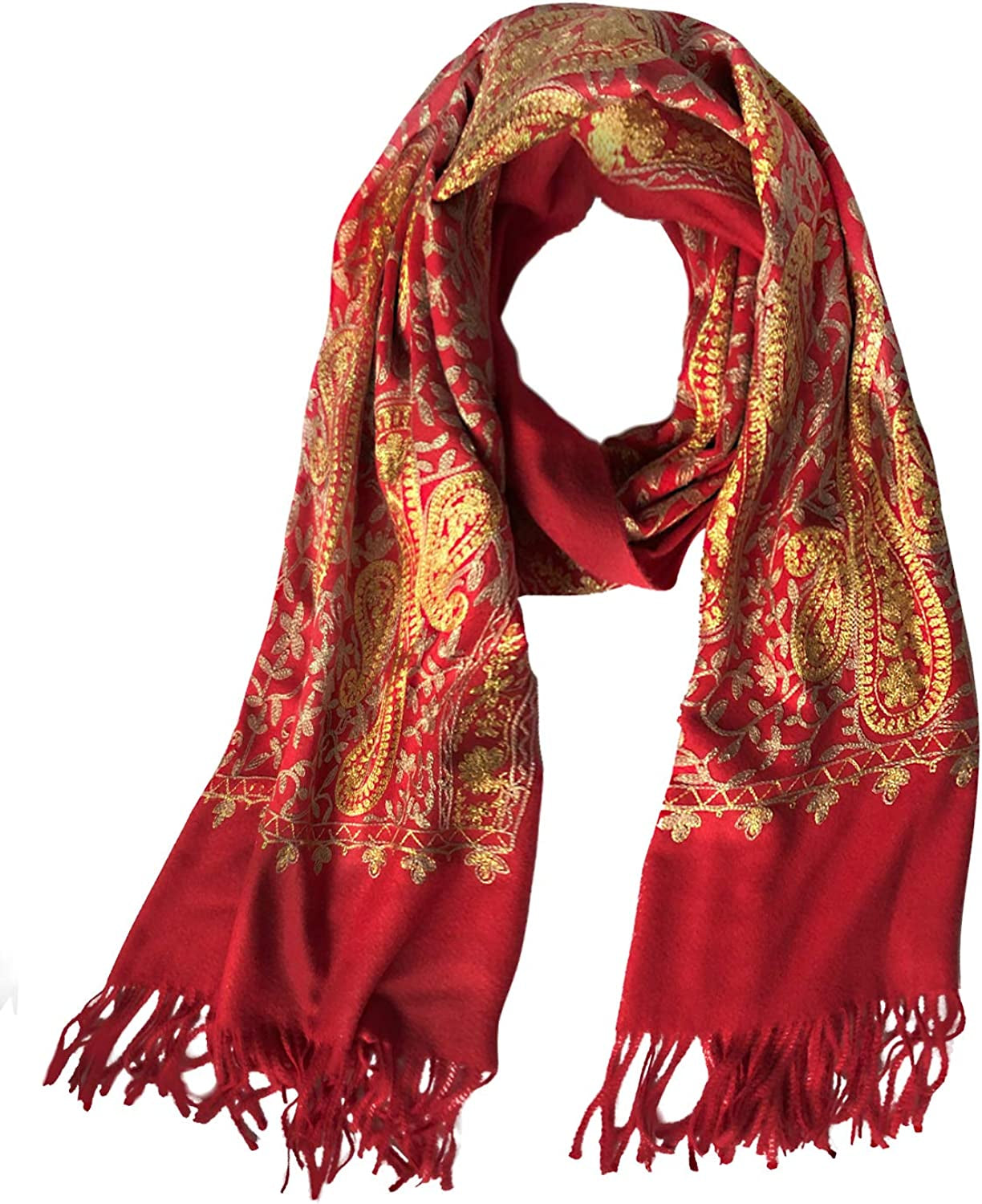 Women'S Embroidered Oversize Tassel Shawl Scarf Wraps for Women Apparel & Accessories > Clothing Accessories > Scarves & Shawls Urban CoCo #3-red