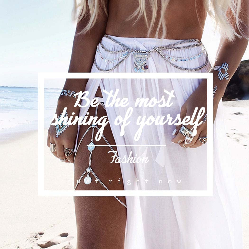 Boho Thigh Chain Sexy Gold Layered Leg Chains Evening Rave Metal Pendant Adjustable Body Accessories Jewelry for Women Apparel & Accessories > Jewelry > Body Jewelry Generic