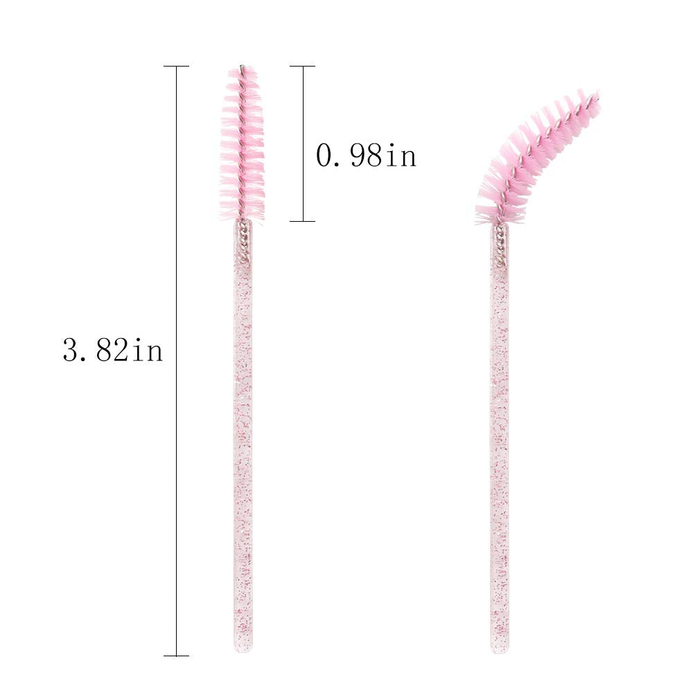 Mekupeu 300 Pack Mascara Wands Disposable Eyelash Brushes for Extensionss Eye Lash Applicator Makeup Tool Kit, Crystal Light Pink/Pink Health & Beauty > Personal Care > Cosmetics > Cosmetic Tools > Makeup Tools Mekupeu