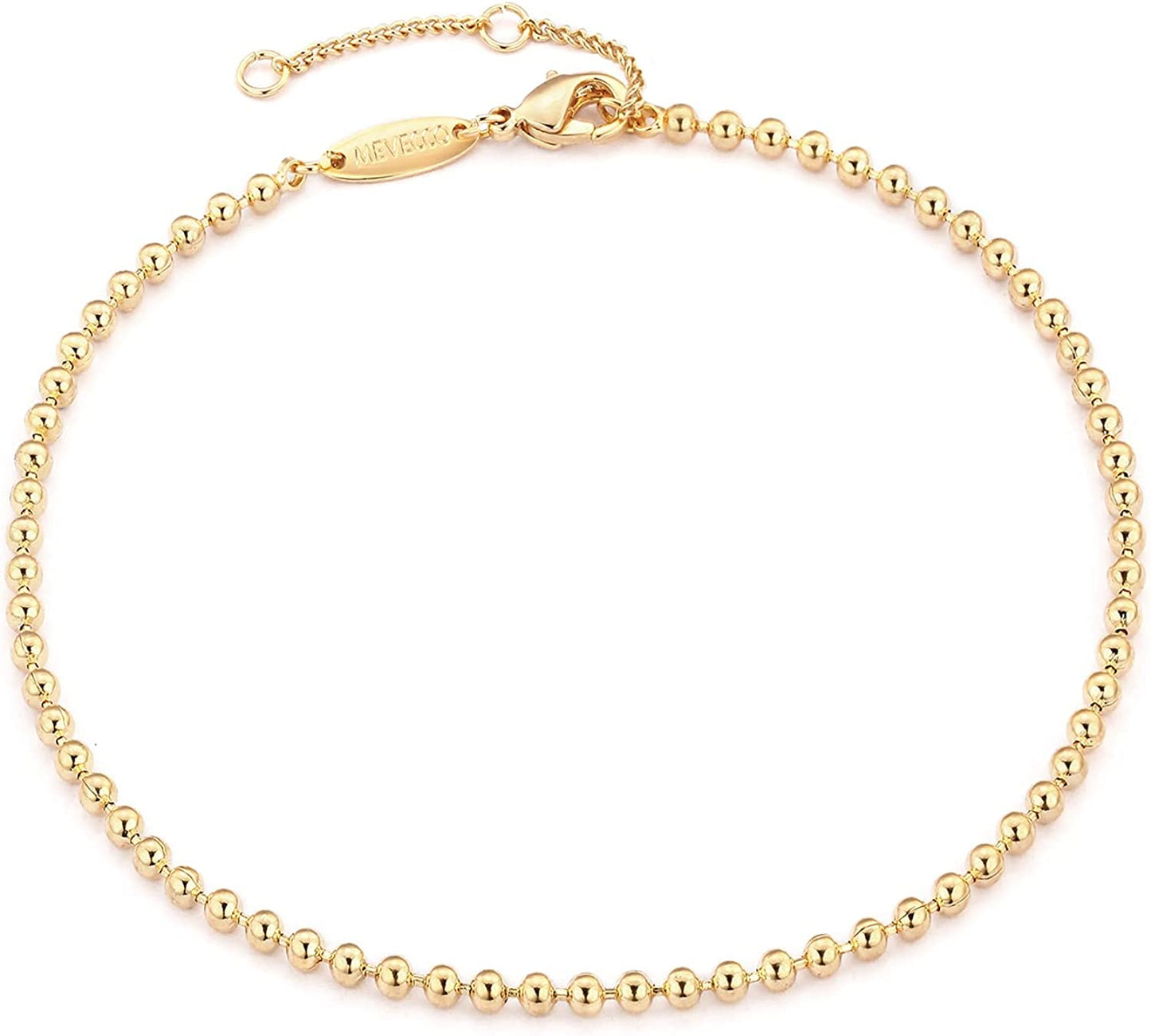 Mevecco Gold Evil Eye Charm Anklet,14K Gold Plated Boho Beach Dainty Cute Tiny Lucky Star Foot Chain Ankle Bracelet Silver Beaded Chain Anklet for Women Apparel & Accessories > Jewelry > Anklets MEVECCO Satellite Beaded