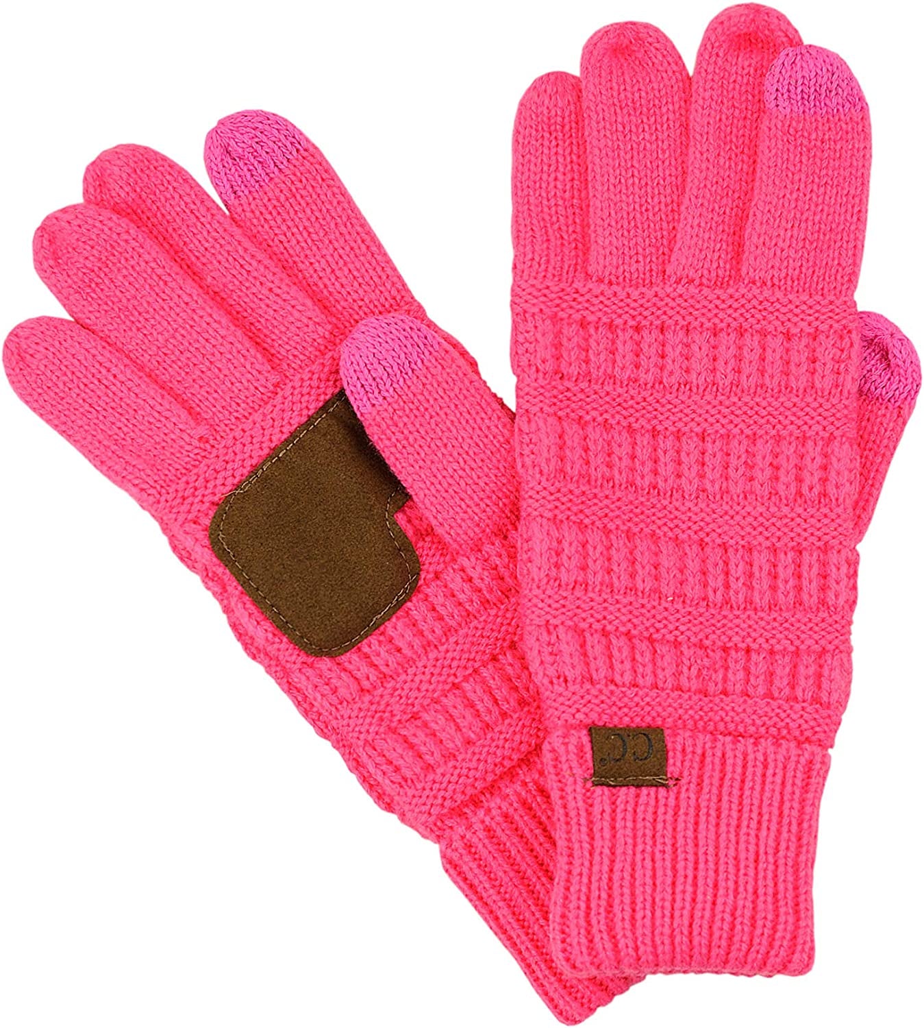 C.C Unisex Cable Knit Inner Lined Anti-Slip Touchscreen Texting Gloves Apparel & Accessories > Clothing Accessories > Gloves & Mittens C.C Candy Pink