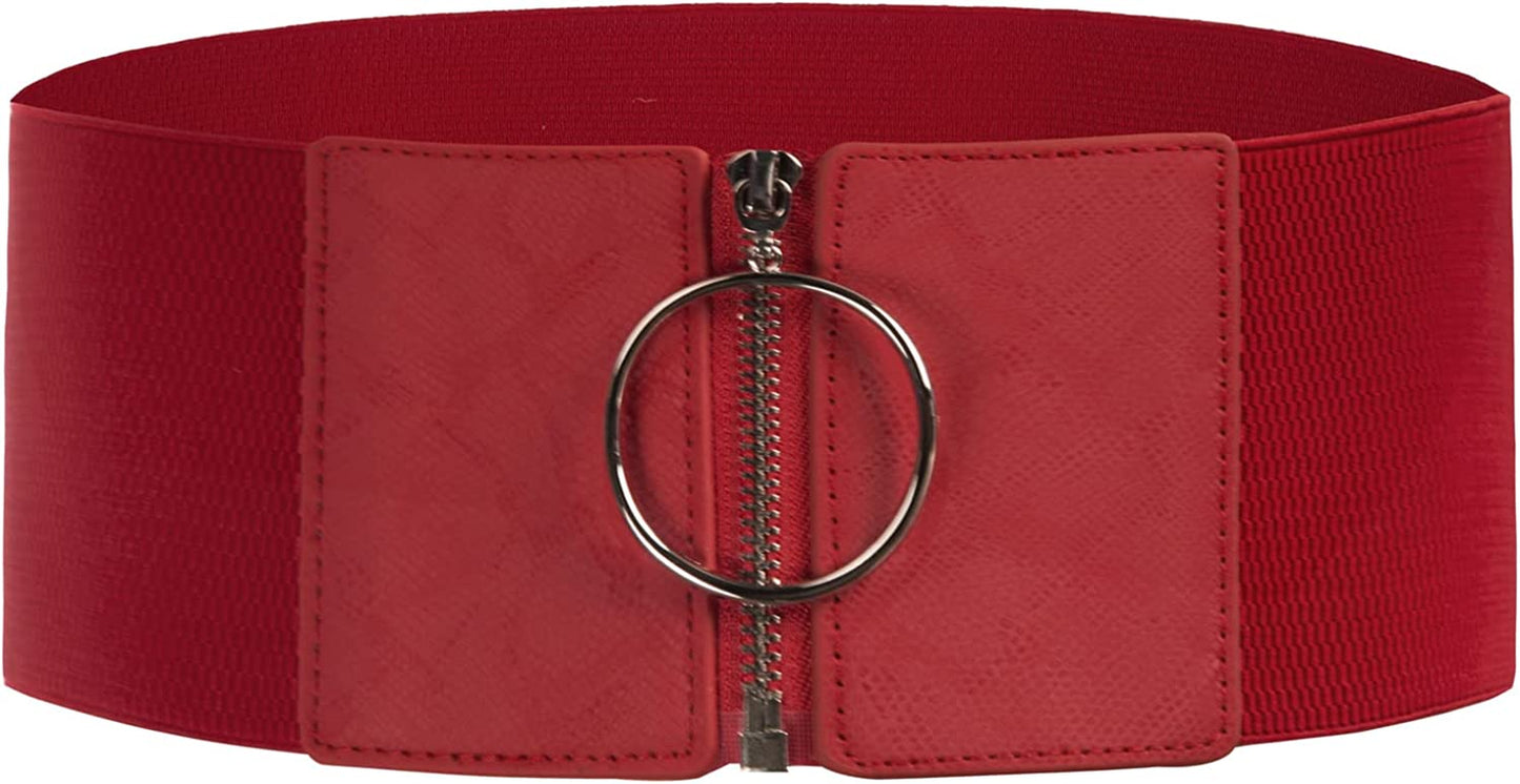 Grace Karin Wide Stretchy Vintage Waist Belt with Metal Buckle Muticolored CL409 Apparel & Accessories > Clothing Accessories > Belts GRACE KARIN Red-1043 X-Large