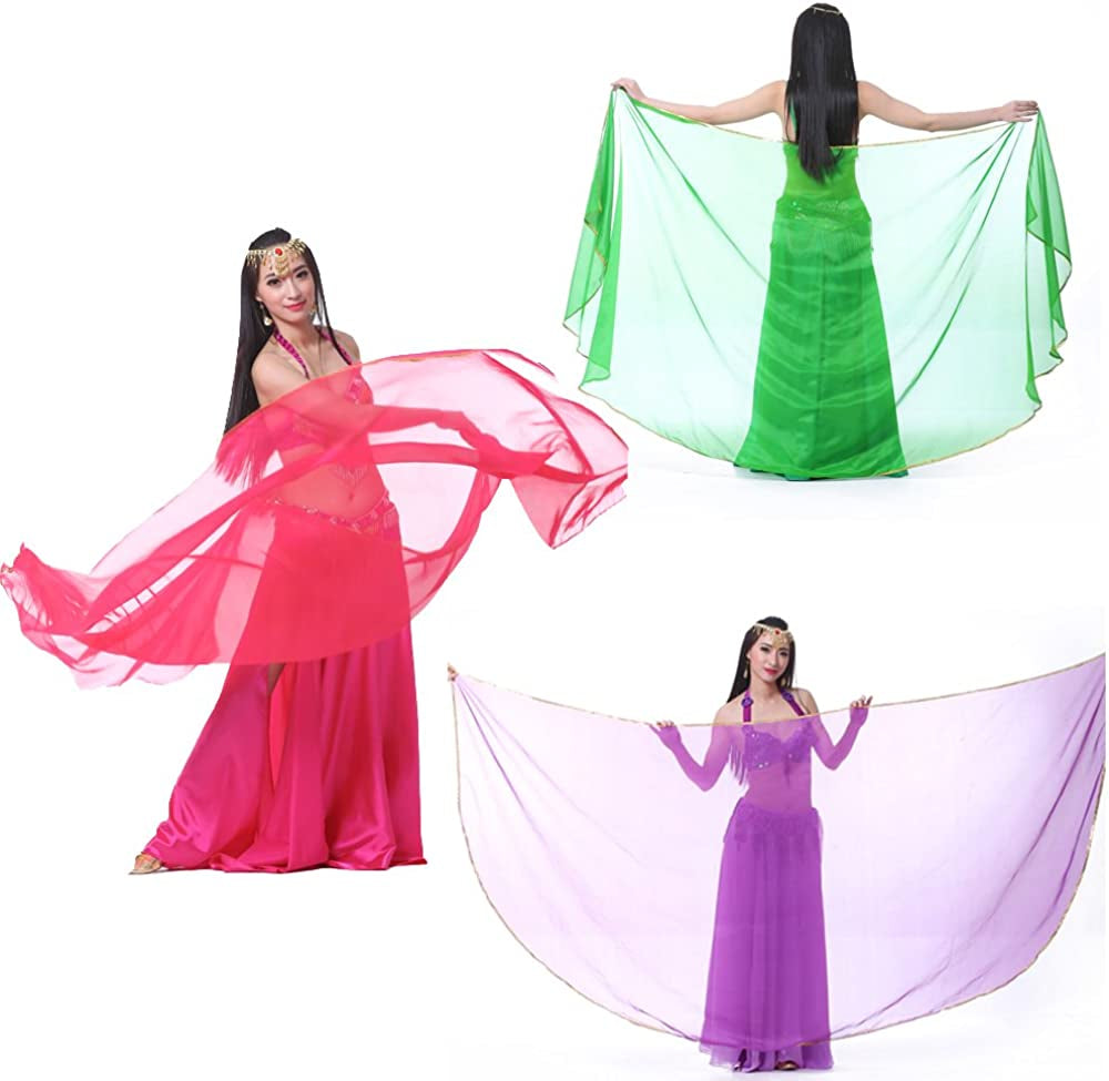 Lightweight Semicircle Chiffon Hand Scarf Belly Dance Costume Outfit Hip Scarf Sequin Trim Shawls Veils Apparel & Accessories > Clothing Accessories > Scarves & Shawls SHOWYOU