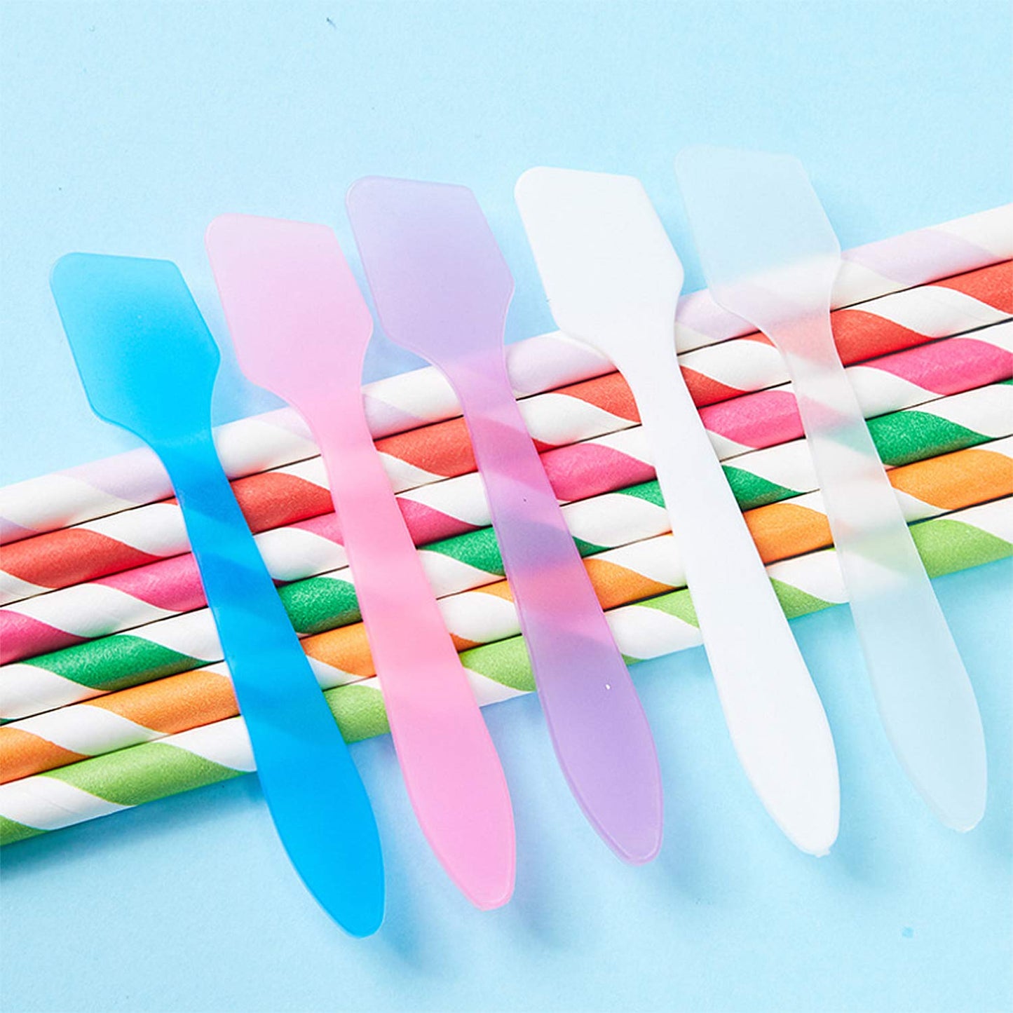 Goiio 100 PCS Cosmetic Spatula, 3.2'' Disposable Plastic Makeup Tools Spoon for Mixing and Sampling (Multi-Color) Health & Beauty > Personal Care > Cosmetics > Cosmetic Tools > Skin Care Tools Goiio