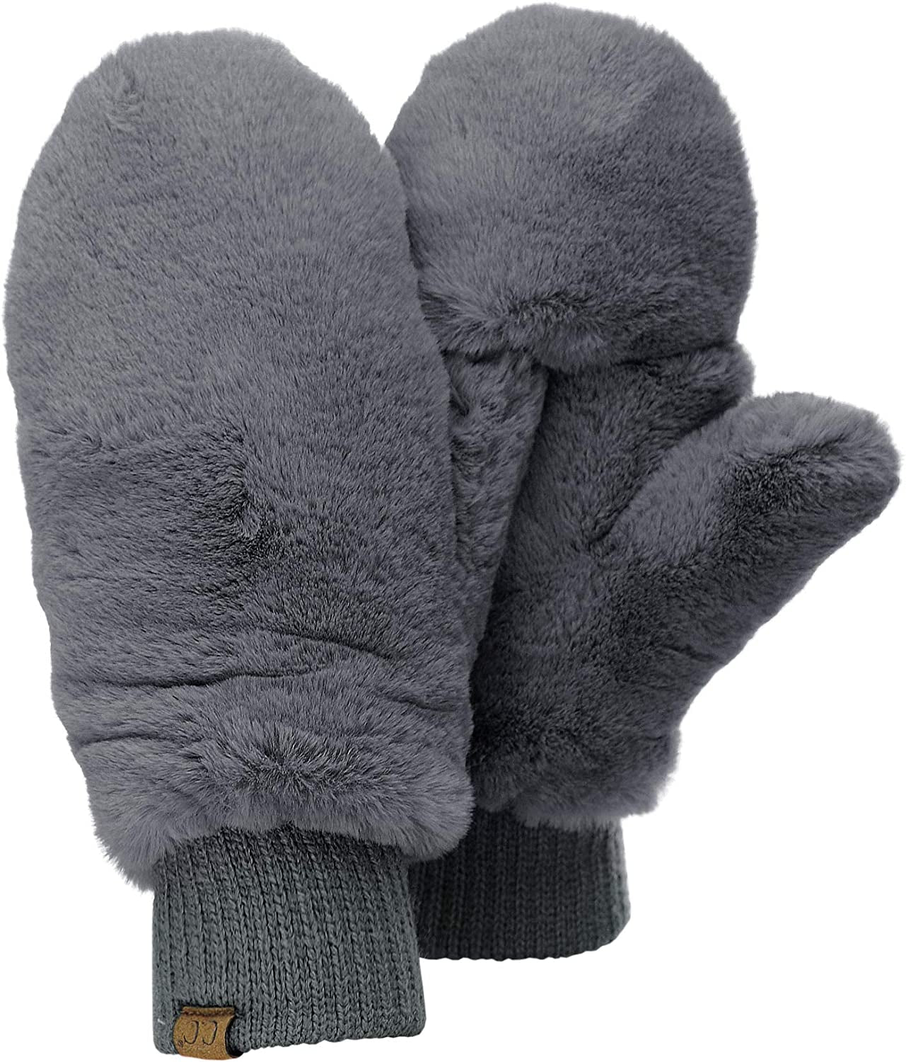 C.C Women'S Faux Fur Wrist Length Fingerless Sherpa Lined Convertible Mittens Gloves Apparel & Accessories > Clothing Accessories > Gloves & Mittens C.C Dark Mel Grey