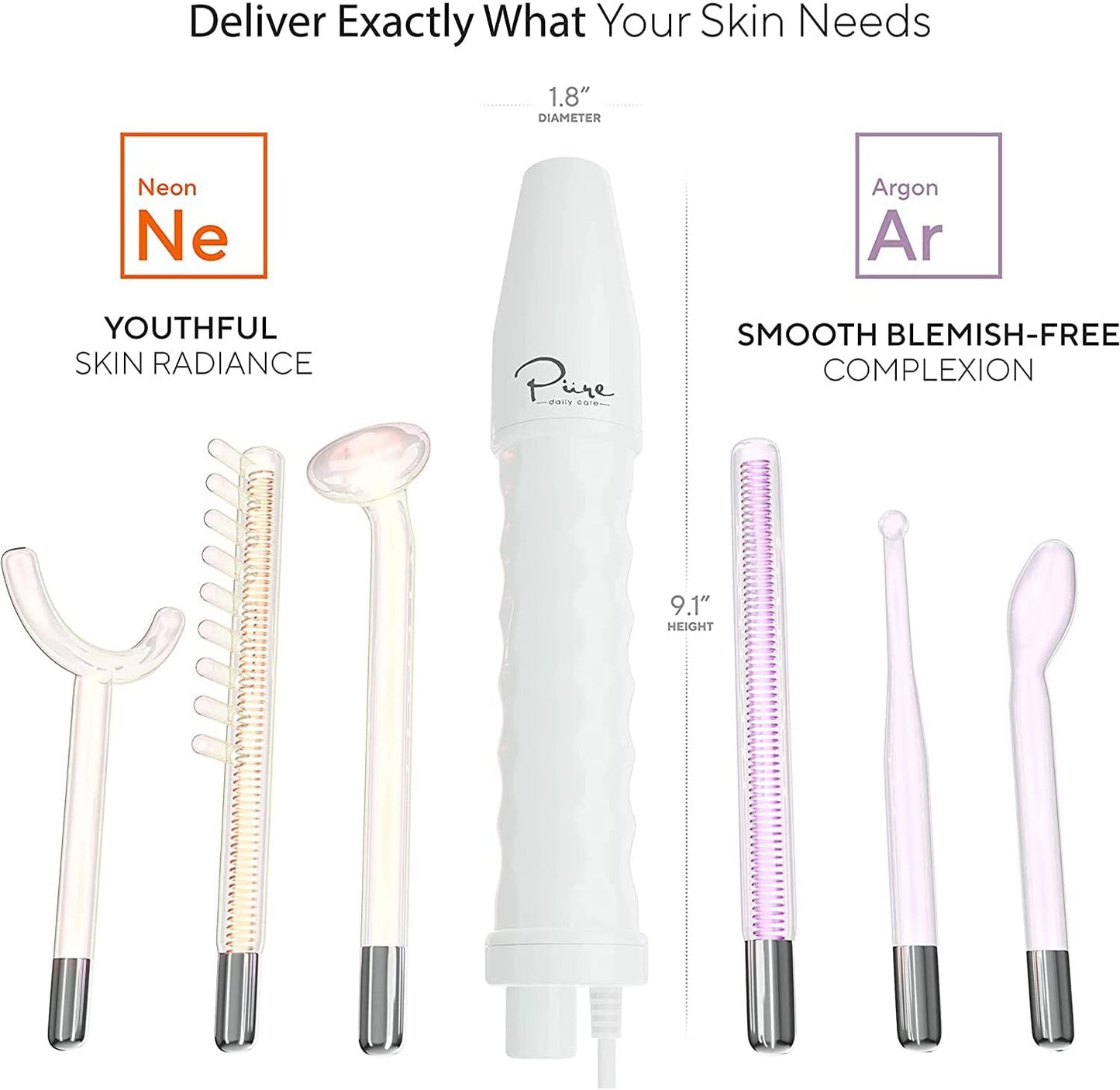 Nuderma Professional Skin Therapy Wand - Portable High Frequency Skin Therapy Machine with 6 Neon & Argon Wands – Boost Your Skin – Clear Firm & Tighten Health & Beauty > Personal Care > Cosmetics > Cosmetic Tools > Skin Care Tools Pure Daily Care