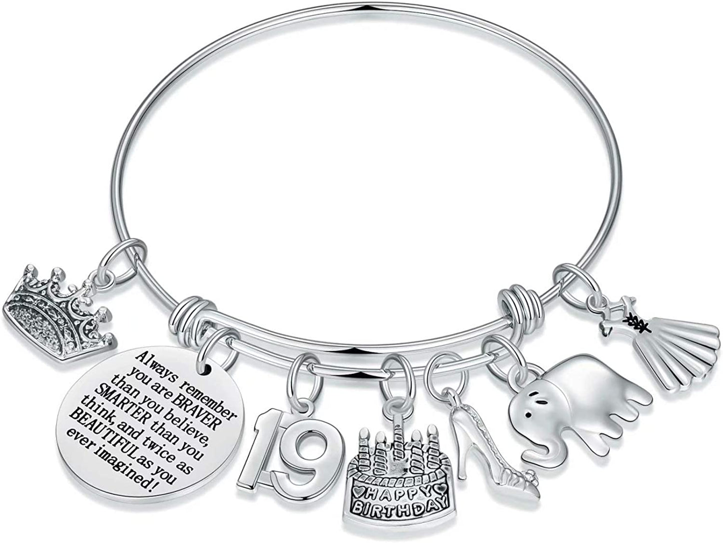 Birthday Gifts for Women Girls Bracelet, Expandable Charm Bracelets 5Th 6Th 7Th 8Th 9Th 10Th 20Th 30Th 40Th 50Th 60Th 70Th 80Th 90Th Birthday Gift for Friend, Mom, Daughter, Niece, Sister, Grandma Apparel & Accessories > Jewelry > Bracelets M MOOHAM 19th