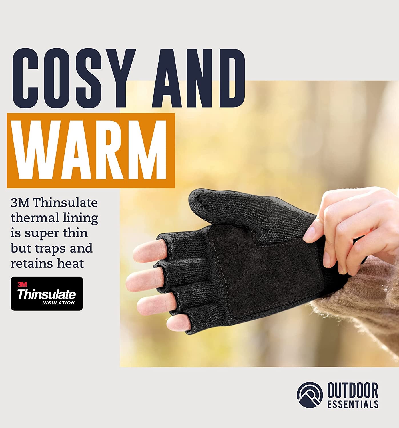 Fingerless Winter Gloves Convertible Wool Mittens for Men & Women - Warm Thermal Knit Flip Top Snow Glove for Cold Weather Apparel & Accessories > Clothing Accessories > Gloves & Mittens OutdoorEssentials