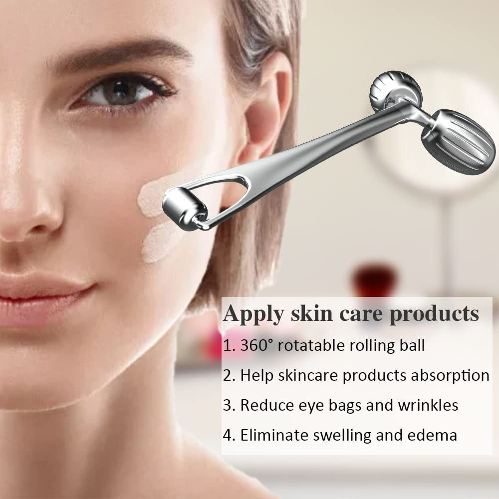 Face Massager, Metal Face Roller Gua Sha Massage Tool for Face Neck Eye Body Skin Care, Facial Roller for Women Health & Beauty > Personal Care > Cosmetics > Cosmetic Tools > Skin Care Tools Yeamon