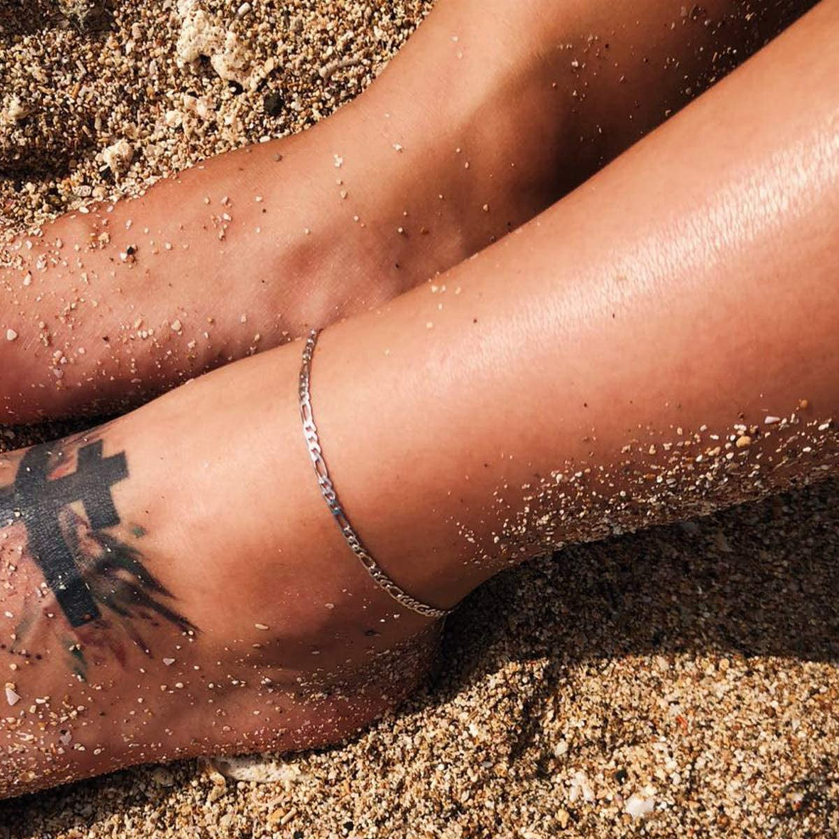 Chicsilver 925 Sterling Silver Ankle Bracelet for Women, Simple Durable Cuban Link/Figaro/Twist Rope Chain Anklets for Beach Party(With Gift Box) Apparel & Accessories > Jewelry > Anklets ChicSilver Jewelry