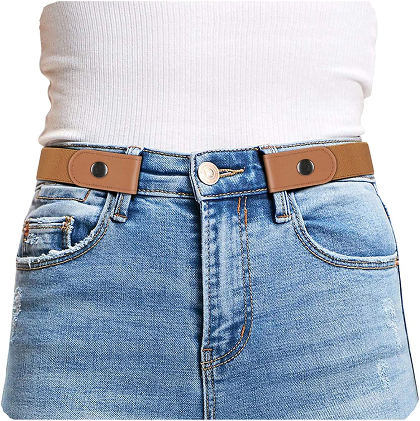 Buckle Free Comfortable Elastic Belt for Women or Men, Buckle-Less No Bulge No Hassle Invisible Belts by WHIPPY Apparel & Accessories > Clothing Accessories > Belts WHIPPY 5-brown Small Size: 22"-36"